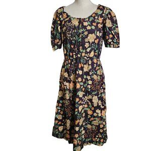 Vintage Women Paganne B Altman & Co Dress Floral Black Retro